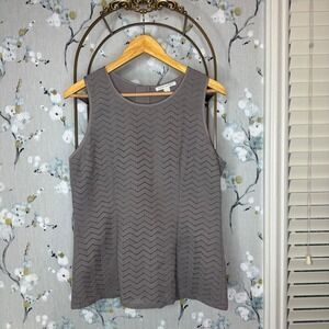 Banana Republic Womens Textured Sleeveless Shell Top Grey Size 12 Zip Back